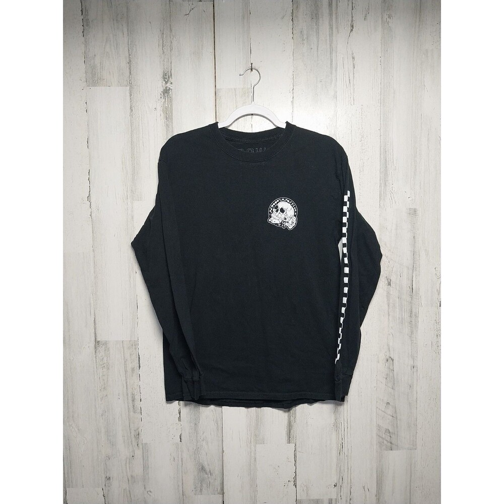 SCW Men's Medium Long Sleeve Skull Black Cotton Shirt